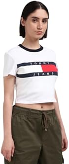 TOMMY HILFIGER White Cotton Printed Women T-Shirt