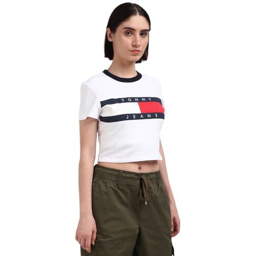 TOMMY HILFIGER White Cotton Printed Women T-Shirt