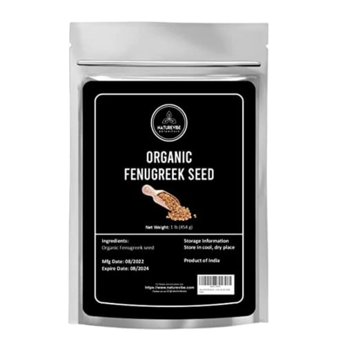 Naturevibe Botanicals Fenugreek Seeds Whole 1lb, Methi seeds | Gluten Free & Non-GMO | Hair and skin health | Resealable Zip Lock Pouch [Packaging may Vary]