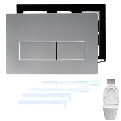LAKPYN 1 Pièce Fonction Double Bouton de Chasse d'eau,Panneau de Commande,Compatible Geberit Plaque de Déclenchement, Accessoire pour Réservoirs d'eau Dans la Salle de Bain(Argent Mat)