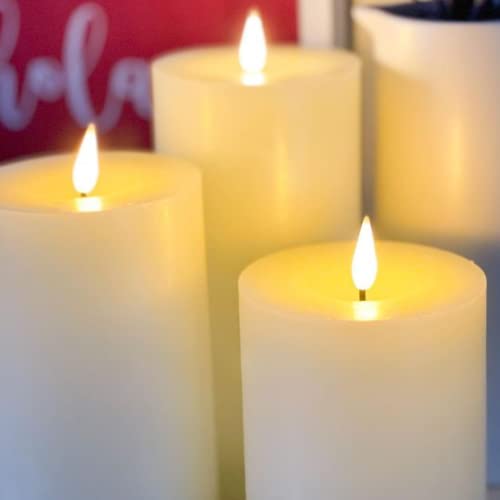 Lamplust Realistic Flameless Candles With Remote - Set Of 3, Batteries Included, Real Wax, 3D Flickering Led Flame, 3 Inch Diameter Pillar Candles For Home Decor, Timer, Infinity Wick Collection #TOP1