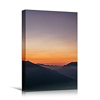Canvas Wall Art Mountain Sunset Coastal Orange Photography Relax/Calm Romantics Sunset Warm - 12x18 inches