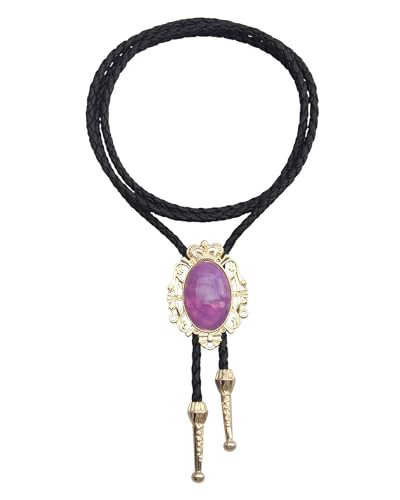 Image of GelConnie Native American Bolo Tie Rodeo Cowboy Leather Necktie Western Necklace Costume Accessories for Men,Women