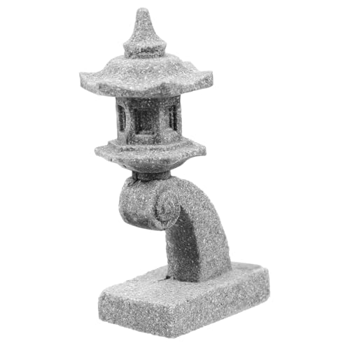OATIPHO Farolillos de piedra ornamentos de farolillos de jardín, cuenco de bonsái, pagoda asiática, paisaje de jardín zen asiático, estatuas de pagoda japonesas, estatuas de farolillos japonesas