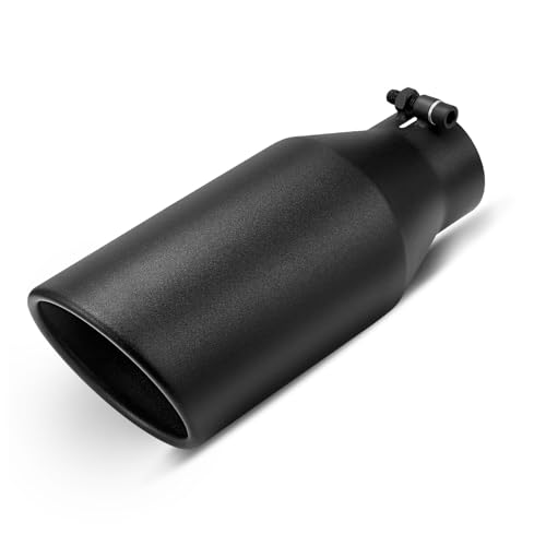 EVIL ENERGY 3' to 5' Diesel Exhaust Tip for Trucks, Universal Bolt-On, Black Powder Coated Stainless Steel, 12' Length