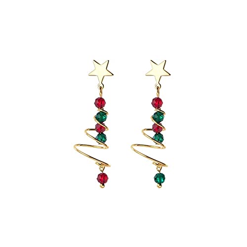 Orecchini da donna Ciondolo a forma di stella con albero di Natale a spirale rotante in argento sterling 925 Gioielli da donna