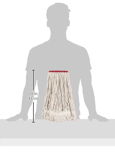 Amazon Basics Loop-End Synthetic Mop Head, 1.25-Inch Headband, Medium, White - 6-Pack