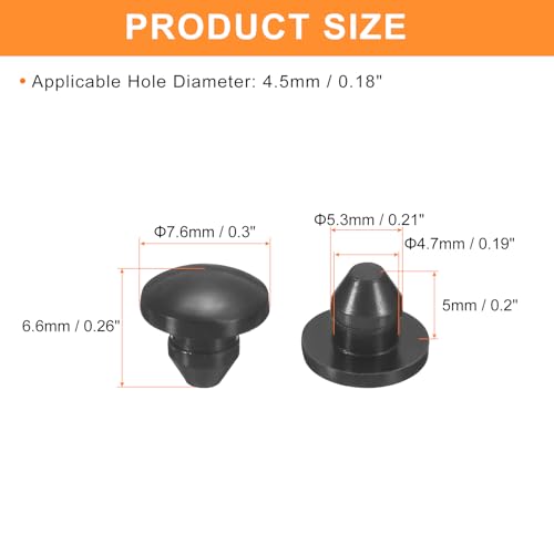 Image of uxcell 28Pcs Silicone Plugs, Rubber Round Snap in Locking Hole Plugs for 4.5mm Hole, Hole Stoppers Waterproof Hole Plug for Metal Tube, Furniture End Caps Inserts, Black