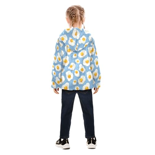 Fried Egg Toddler Fleece Jacket Baby Girls Hooded Zipper Long Sleeve Thick Warm Outerwear 3-10 Years4