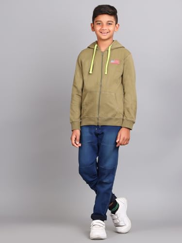 Image of ZION Hoodies for Boys - Cotton Hoodies Sweatshirt with Zipper | Solid & Regular Fit with Embroidery | Long Sleeve | for Every Occasion | Multiple Sizes & Colors (Pack of 1)