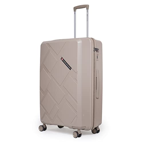 Image of SWISS MILITARY Star Lightweight Hard-Sided 28 Inch Large Size Textured Travel Luggage Trolley Bag, Overnighter Suitcase Bags with Durable ABS Body & TSA Lock, Smooth 360 Spinner Wheels - Beige