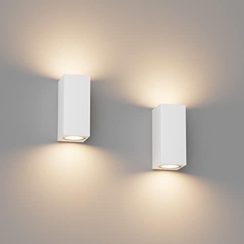 Klighten Lot de 2 Applique Murale Blanc Exterieur Interieur, IP65 Etanche Up Down Lampe Murale Modernes en Aluminium, GU10 Éclairage Mural pour Entrée...