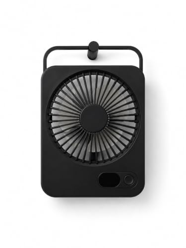 Aristo Solutions Ventilateur de table noir, alimenté par USB, compact, silencieux, 5 vitesses, indicateur de batterie LED, orientable à 180°, portable, léger en plastique ABS pour la maison ou les – vue 8