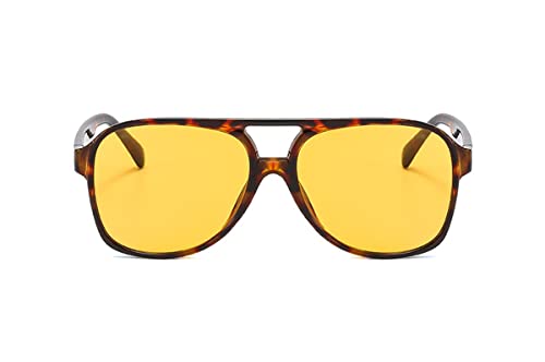 Image of Vintage Aviator Sunglasses for Women Men 70s Glasses Retro Oversized Yellow Lens Shades
