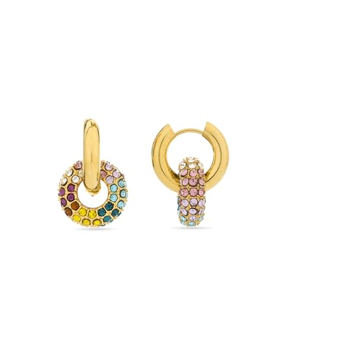 LUXENTER - Boucles d'oreilles en cristal multicolore Rawe, or jaune 18 carats, unique, laiton, non applicable