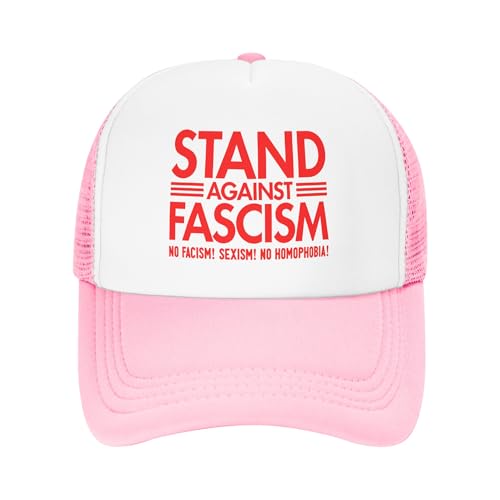 Greenchant Make Fascism Wrong Again Trucker Hat FDT Resist Fascism Kids Hats Adjustable Mesh Baseball Cap - Pink