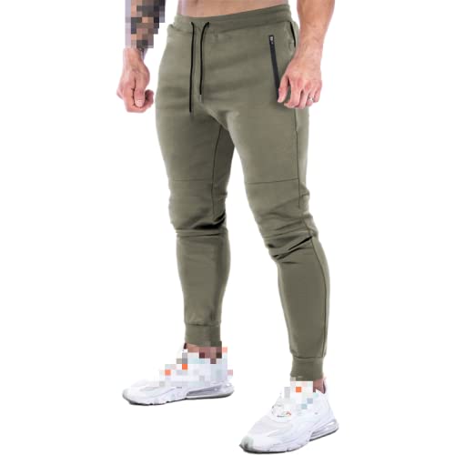 Pantalon de Sport Fitness pour Hommes Mode Couleur Unie Simple Quotidien Confortable Cordon Jogging Pantalon d'entraînement avec Anneau de Serviette M