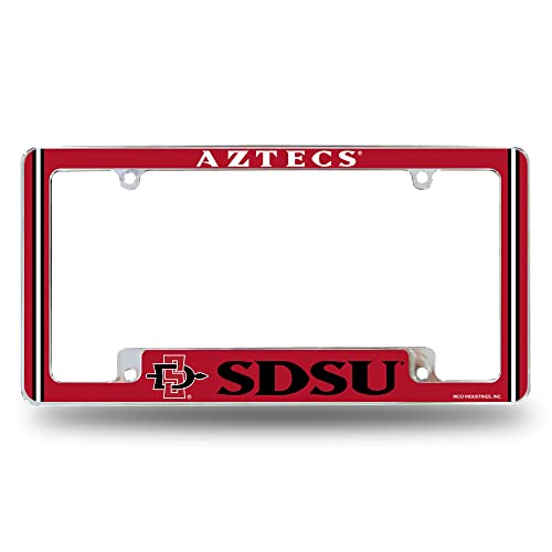 Rico Industries NCAA San Diego State Aztecs Alternate 12" x 6" Chrome All Over Automotive License Plate Frame for Car/Truck/SUV