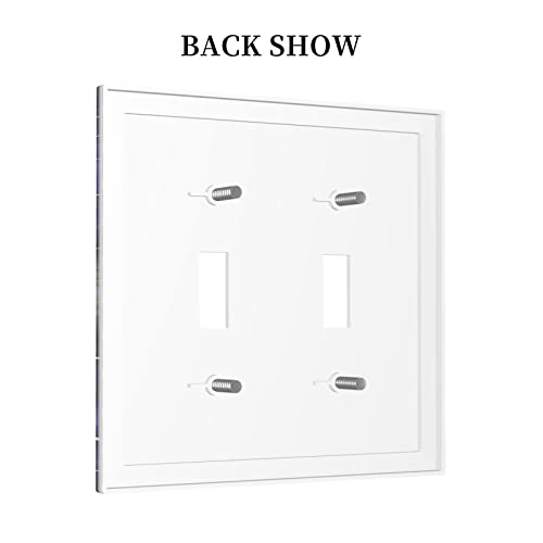 Blue Galaxy Planet Double Toggle Light Switch Cover 2 Gang Decorative Wall Plate Electrical Switchplate For Nursery Kids Room Bedroom Decora Faceplate #TOP3