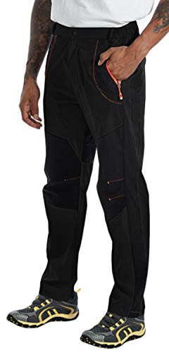 Image of donhobo Mens Walking Hiking Trousers,Summer Breathable Lightweight Quick Dry Water Resistant Camping UPF 50+ Pants Black 30