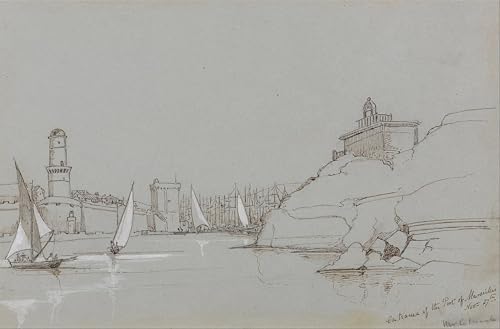Cuadro Pintura Murales Decor Entrada al Puerto de Marsella Edward Lear 60x90cm