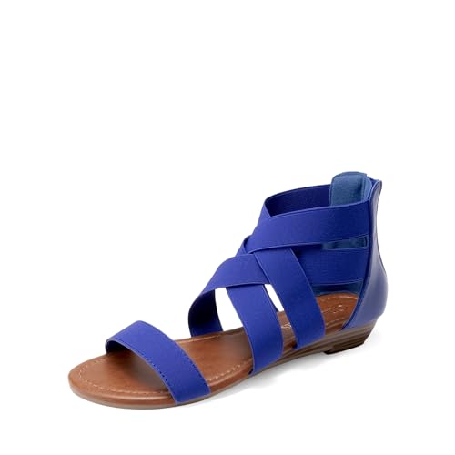 Image of DREAM PAIRS Women's Elastic Ankle Strap Sandals Gladiator Strappy Low Wedges Sandals