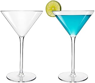 COOKY.D Unbreakable Martini Cocktail Wine Glasses Tritan-Plastic Classic Drinking Glassware, Perfect for Home, Parties and Restaurant, Dishwasher Safe, 260ml, Set of 2