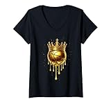 Women's Gold Dripping Basketball Trendy Urban Respect The Drip V-Neck T-Shirt