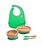 Love Earth Juego de platos de bambú para bebé, plato de succión y cuenco, dos cucharas y babero a juego, respetuoso con el medio ambiente, platos antideslizantes para bebés y niños pequeños