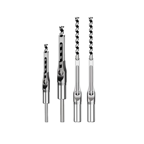 ALUYEH Wood Square Hole Drill Bit Set, 6PCS Carbide Alloy Mortise Drill Bits for Woodworking, 6.4-16mm Square Chisel with 45/60/75mm Depth, Compatible with Drill Press & Cordless Drills