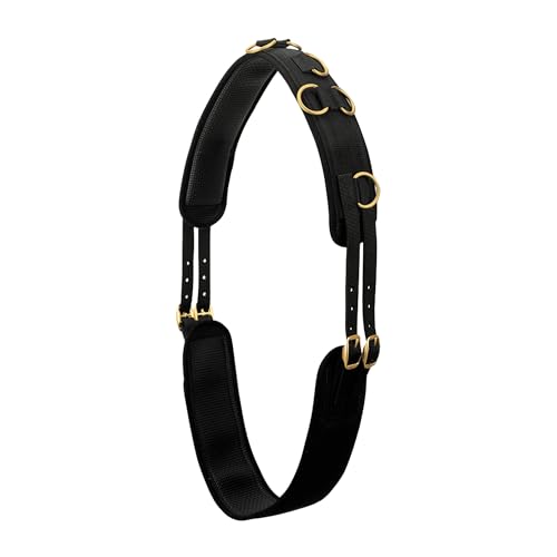 Weaver Equine Adjustable Surcingles for Horses with Shock-Absorbing Neoprene Brass Plated Buckles & Dee Rings for Side Reins Fits 68 to 72