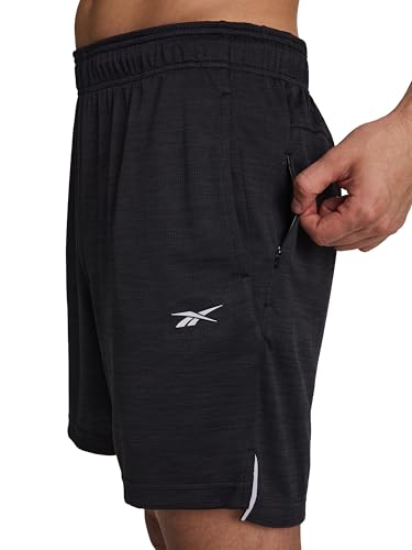 Reebok Men’s Distance 7” Short, Standard Fit, Lightweight Poly Grid Mesh Fabric, Black Heather, X-Large - image 5