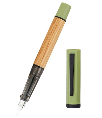 Jinhao 58 Wooden Fountain Pen - Fine Nib with Refillable Ink Converter, Smooth Writing for Calligraphy & Everyday Use (Morandi Green)
