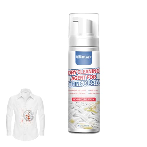 Evember Spray de limpieza en seco para ropa, 200 ml, limpiador de espuma seca, agente de limpieza en seco, OneWipe para limpiar, spray sin lavado, para limpiar muebles, limpiador de telas seguro en la