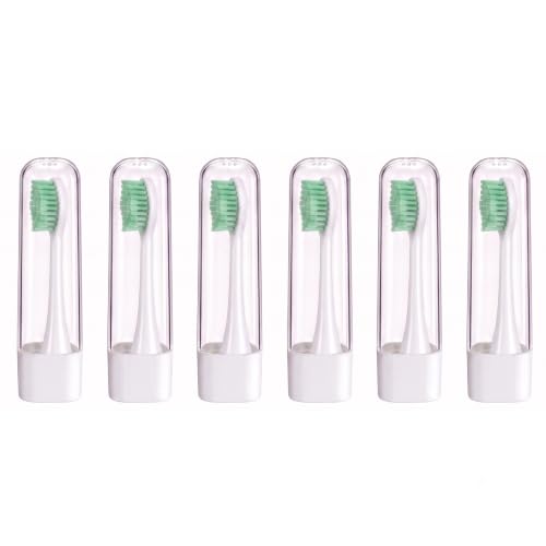 Image of Replacement Brush Heads with Clear Protective Caps, Compatible with SONICOOL Sonic Electric Toothbrushes (White)