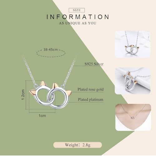 Collier pendentif chat argent Sterling 925 véritable