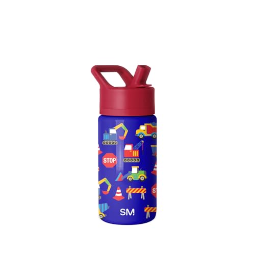 Simple Modern Kids Water Bottle with Straw Lid | 14oz Insulated Stainless Steel Kids Tumbler & Spill Proof Toddler Cup for School, Girls, Boys | Summit | Under Construction by Simple Modern - Used condition - US$13.60