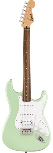Image of Fender Squier Sonic Stratocaster HSS - Surf Green Bundle with Fender Mustang Micro Headphone Amp, Cable, Strap, Picks, and Austin Bazaar Guitar DVD