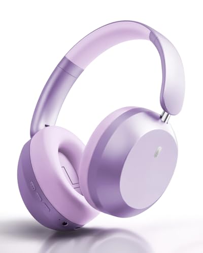 Wentronic Y05 Bluetooth Over-Ear Headphones with Active Noise Cancelling Hi-Res Audio 48H Playtime Built-in Mic Wired/Wireless Works with iOS Android & PC Purple