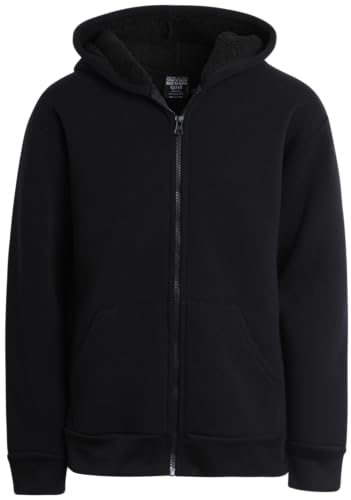 Quad Seven Boys Zip Up Hoodie - Cozy Sherpa-Lined Fleece Zip Up Hoodie - Casual Hooded Sweatshirt for Boys (Sizes: 8-18)