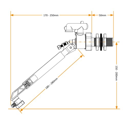 PlumbEZ Universal Side Entry Toilet Cistern Fill Valve with Adjustable Float Arm - 1/2" Toilet Inlet Valve, Side Entry Fill Ball Valve with Float - Image 4