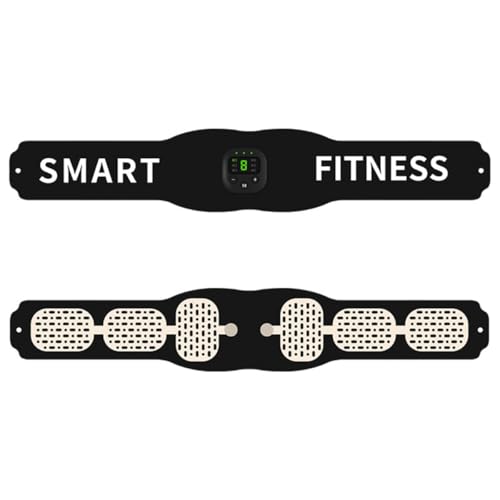 POPETPOP Cinturón y Resina de Entrenamiento Abdominal Recargable USB Pantalla, Soporte para Pérdida de y Ejercicio de Parte del Cuerpo, Material Cuero PU Negro