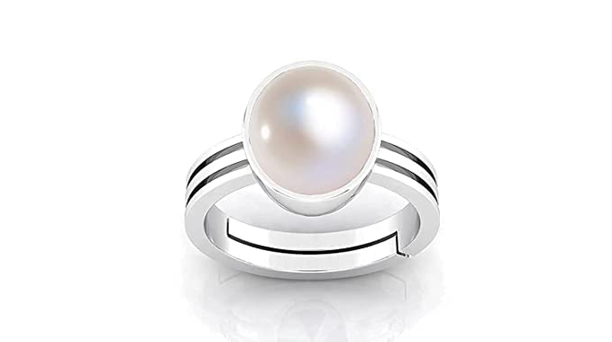 100% Certified Pearl Moti 11.25 Ratti 10.70 Carat Stone Astrological Silver Adjustable Ring for Men & Women-image-38