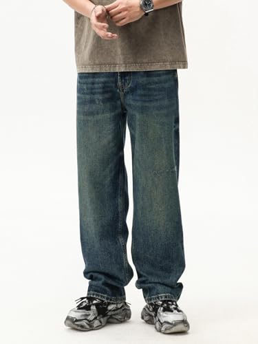 Jeans Pants Trousers Denim Versatile Comfortable Handsome Men's Retro Style Washed Straight Leg2