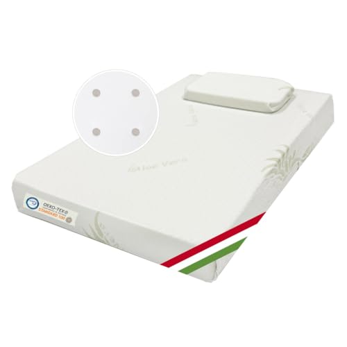 🦠 Tessuto Ipoallergenico Kiby® Materasso e Cuscino Culla Next to Me 8CM (Cert. OEKO-TEX® & CERTIPUR™) in Aloe Vera, Sfoderabile e Lavabile, Compatibile Chicco Next2Me Cam Cullami Kinderkraft Brevi Cosleeping 83x50
