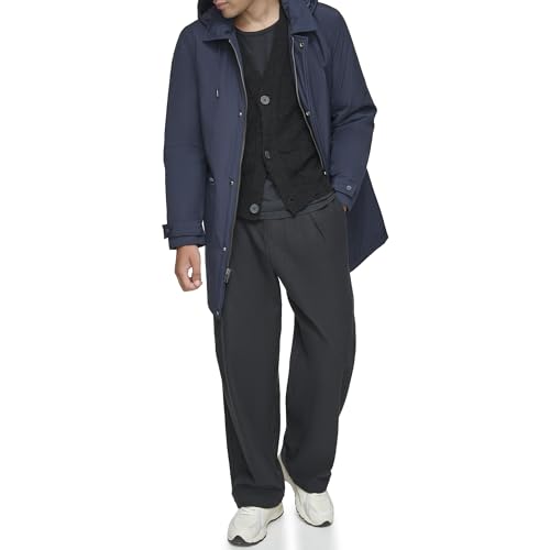 Image of Andrew Marc Men's Rain Jacket with Removable Hood and Back Vent