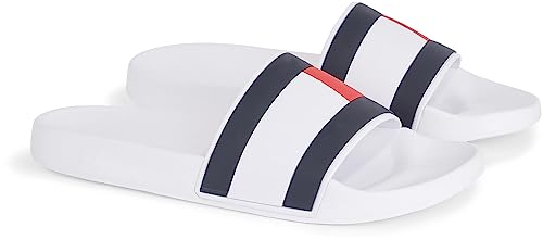 Tommy Hilfiger Chanclas de Baño para Hombre Rubber Th Flag Pool Slide, Blanco (White), 45 EU