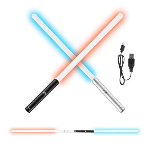 Image of VEVOR Light Sword, 2 Pack Light up Sword with 7 RGB Colors, 4 Sound Modes and Realistic Handle, Rechargeable Toy for Adults and Kids, Christmas Day, Halloween Cosplay, Birthday