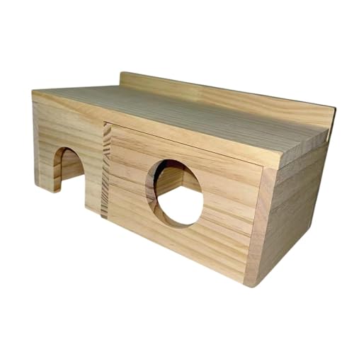 petsola ハムスターウッドハウスハムスタースリーピングハウス窓キャビンケージアクセサリー木製小屋シリアハムスターマウスラット用の木製の小屋, B