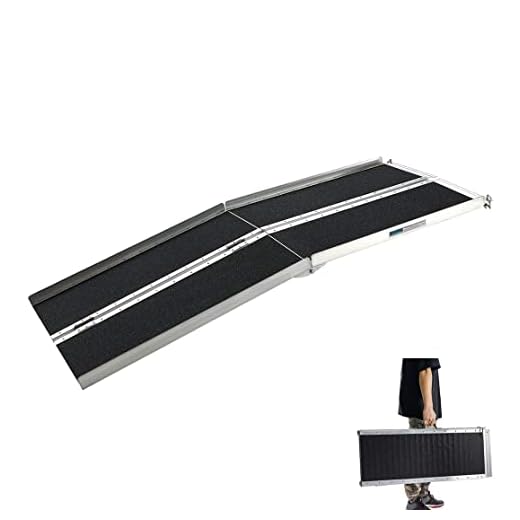 Gardhom Wheelchair Ramp 213.5 Cm, Max. 362 Kg Load Capacity Non Slip Aluminium Folding For Users Or Walkers, Threshold Home Stairs Doors Mobility Scooter